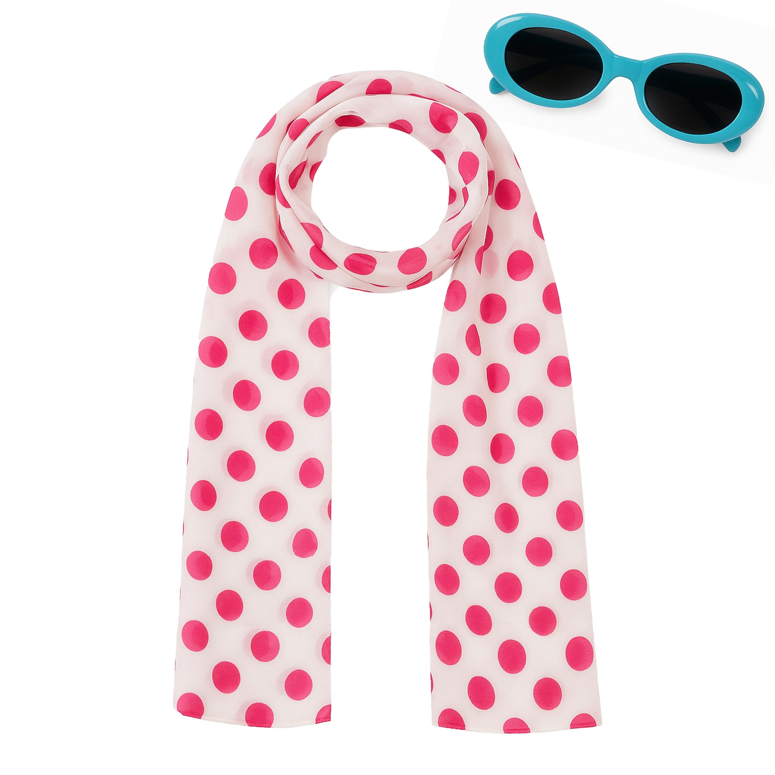 Photo 1 of 2Pcs Women's Pink Polka Dot Scarf and Blue Sunglasses Halloween Cosplay Costume Accessories