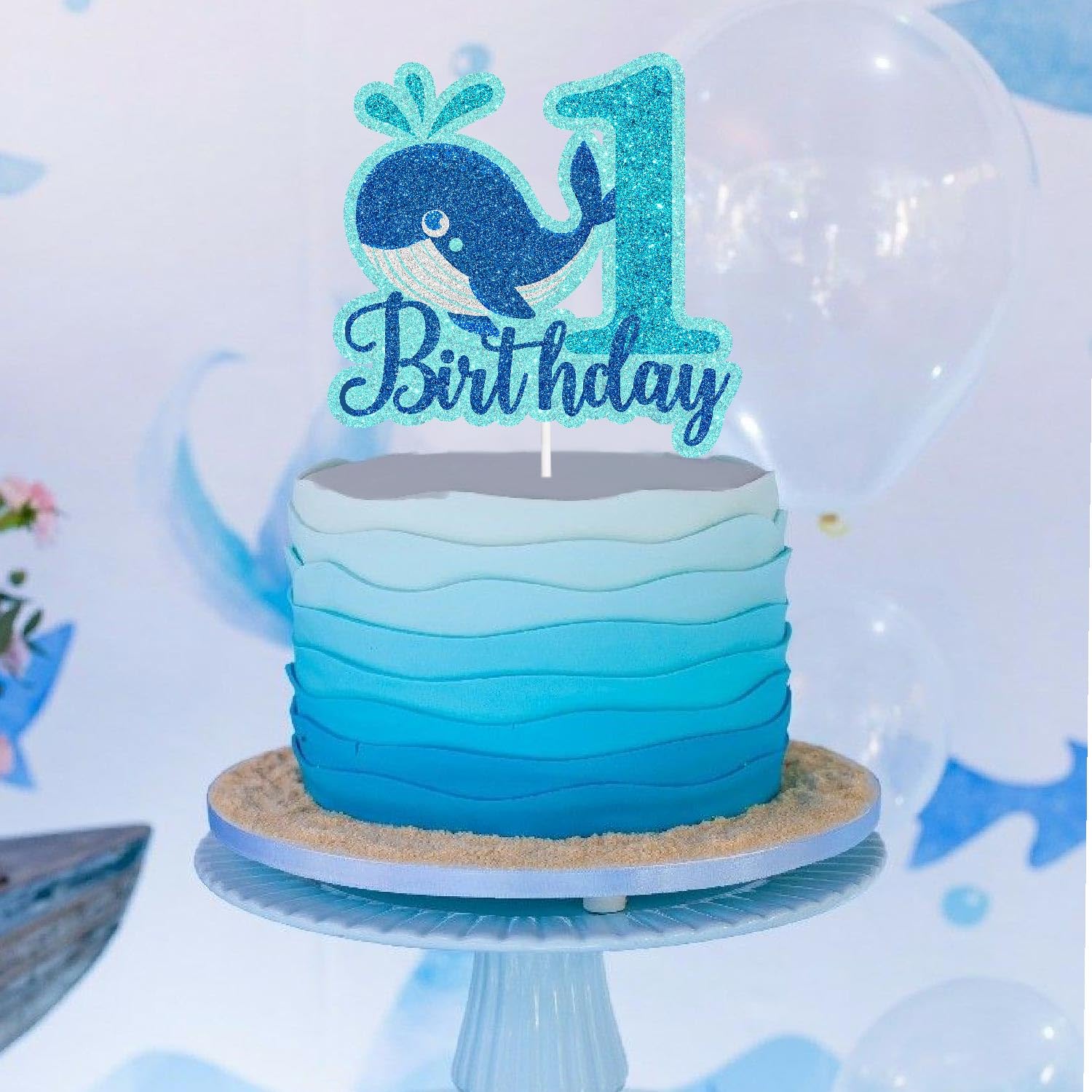 Whale It's A Boy Cake Topper - Nautical Ocean Theme Gender Reveal & Baby Shower Decor, Ahoy Boy Hello Baby