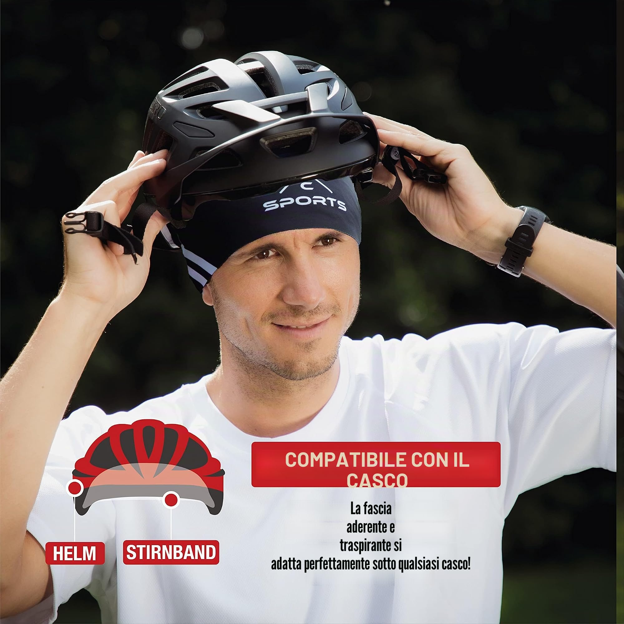 Fascia per capelli, leggera, elastica, ad asciugatura rapida, paraorecchie, fascia per il sudore, fascia per capelli, fascia per capelli, fascia per la testa, per escursioni, corsa, ciclismo, sci