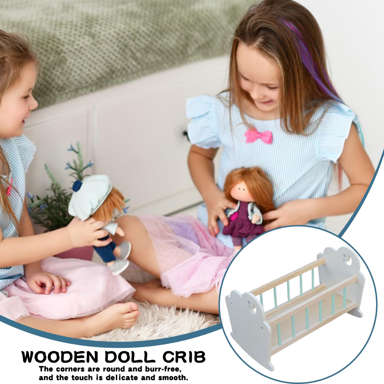 Cuna para Muñeca Bebé Miniatura de Cama de Madera para Dormir