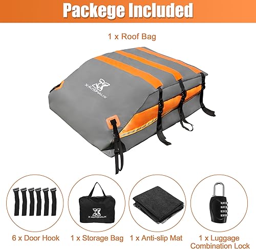 Miniatura 8 de X AUTOHAUX Bolsa impermeable de PVC 1000D para techo de automóvil, bolsa de transporte de equipaje impermeable para automóviles con o sin estante,