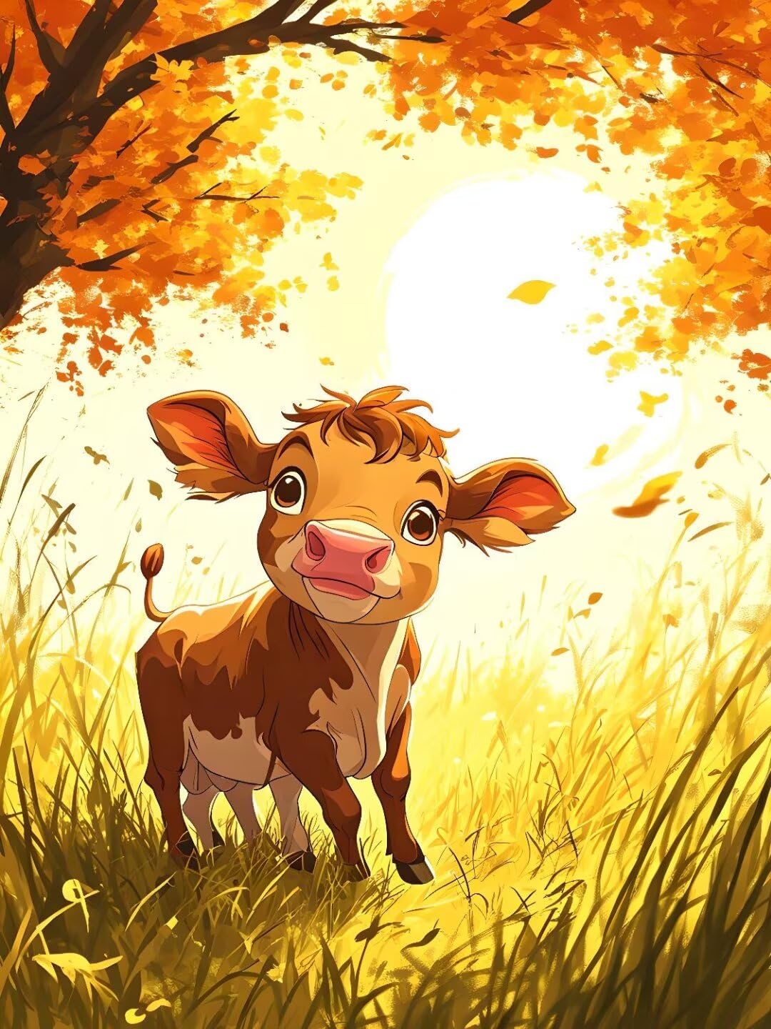 Pintura por Numeros Paisaje otoñal con ganado. Pintar por Numeros Adultos Niños, DIY Paint by Number Kit con Pinceles y Pinturas Acrilicos, Cuadros por Numeros, Decoración Hogar 100x70cm w-3474