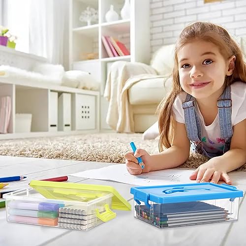 Miniatura 8 de BTSKY Paquete de 4 cajas de almacenamiento de plástico transparente con tapa, organizador apilable con diseño de delfín fácil de levantar, 4