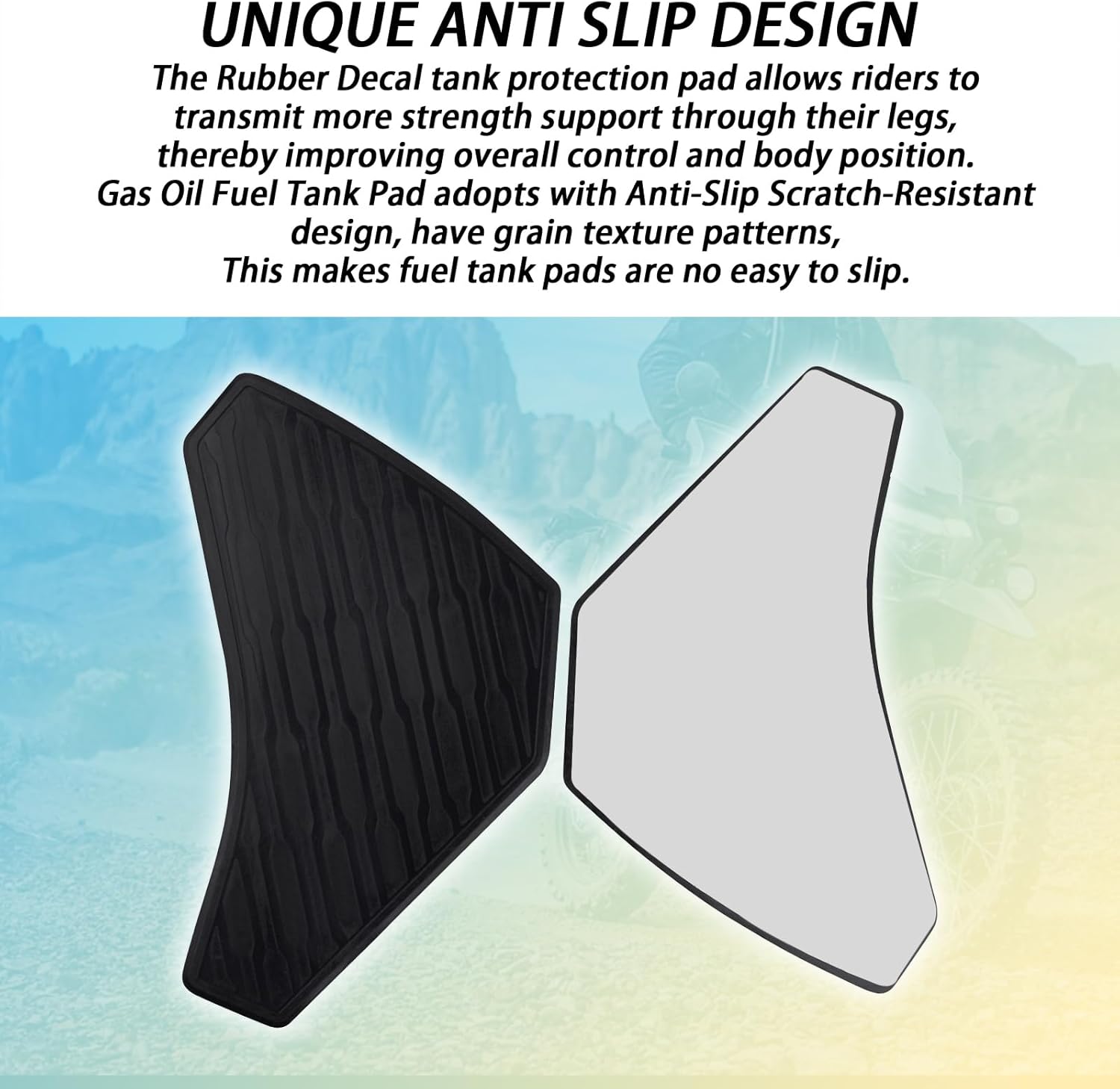 Motorcycle SideTank Pad, Gas Oil Fuel Tank Pad, Rubber Decal Tank Protector, Anti-Slip Scratch-Resistant Protector Sticker Compatible with Kawasaki KLR650 2022-2024