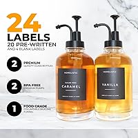 Vista 2 de Dispensador de jarabe para barras de café, juego de 2 botellas de jarabe de vidrio con bombas negras, 16.9 onzas, 16.9 fl oz, accesorios para barra