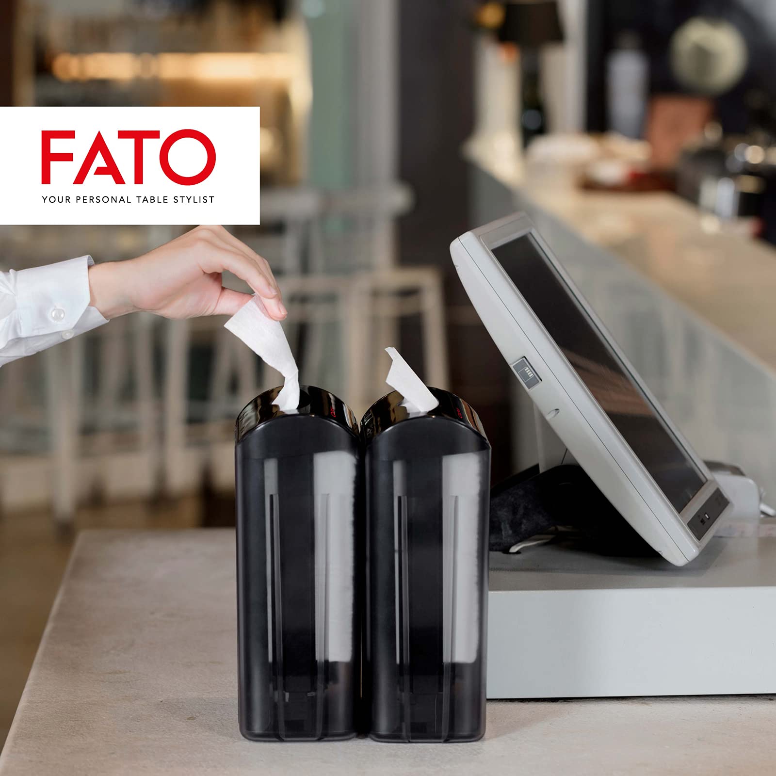 Fato - Dispensador de Servilletas Apilable Counter Mod para Servilletas Intercaladas 16x24, Sistema Nap-by-Nap, Uso sobre mesa o mostrador, ABS, Color Negro