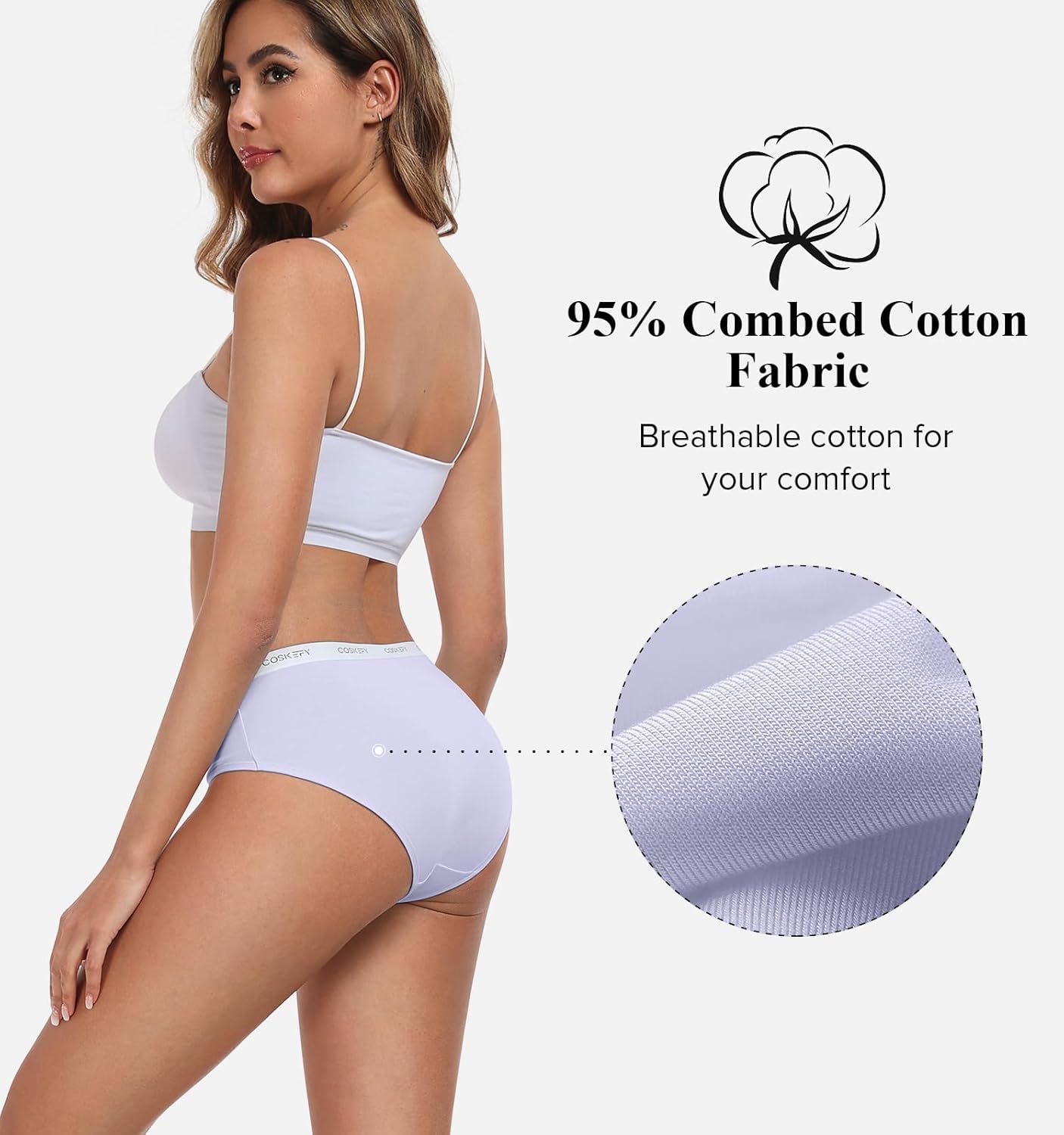 coskefy Women's Underwear Cotton Breathable Hipster Panties Soft Low Rise Bikini Ladies Workout Briefs 5 Pack - Image 5