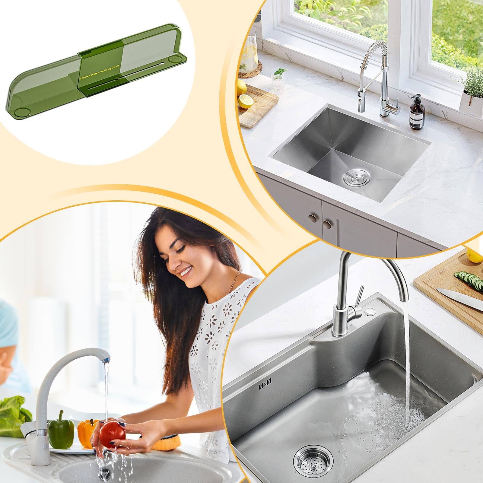 Barrière Anti-éclaboussures En Silicone Pour évier - 60 Cm, Sans Ventouses, Antidérapante, Réutilisable (vert) - 7