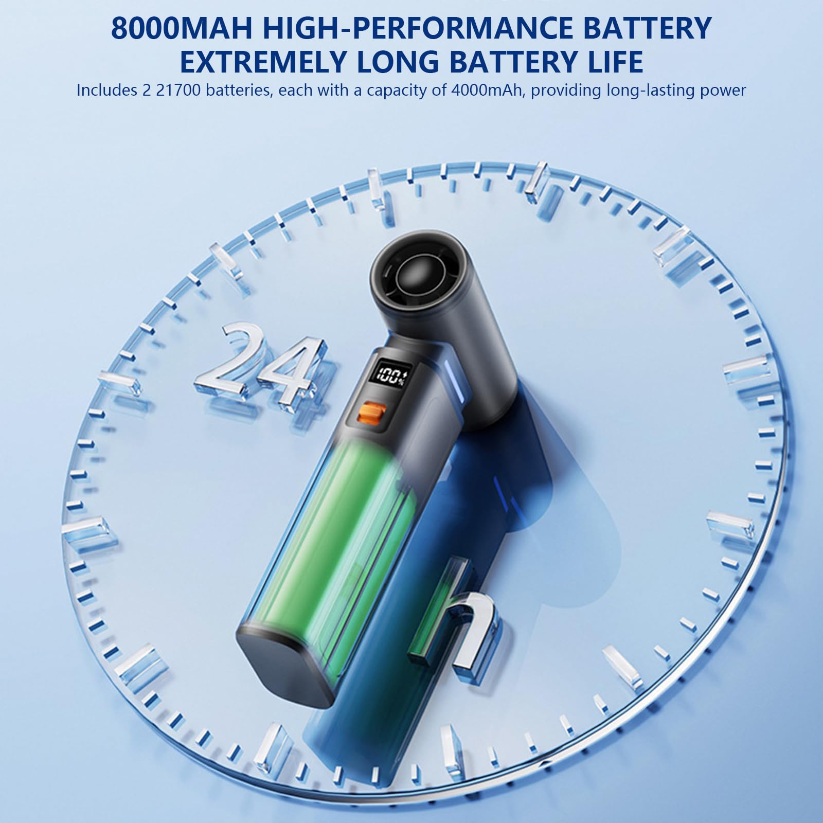 Soplador de Mano de Alta Velocidad, 130.000 RPM, Motor sin escobillas, 8000 mAh, inalámbrico, portátil, para Taller y Exteriores.