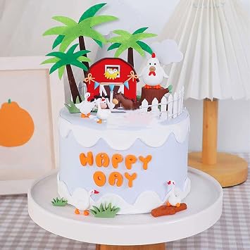 23 PCS Farm Animals Cake Toppers Farm Animals Birthday Party Supplies Farm Animals Birthday Cake Topper for Theme Barnyard Party Supplies