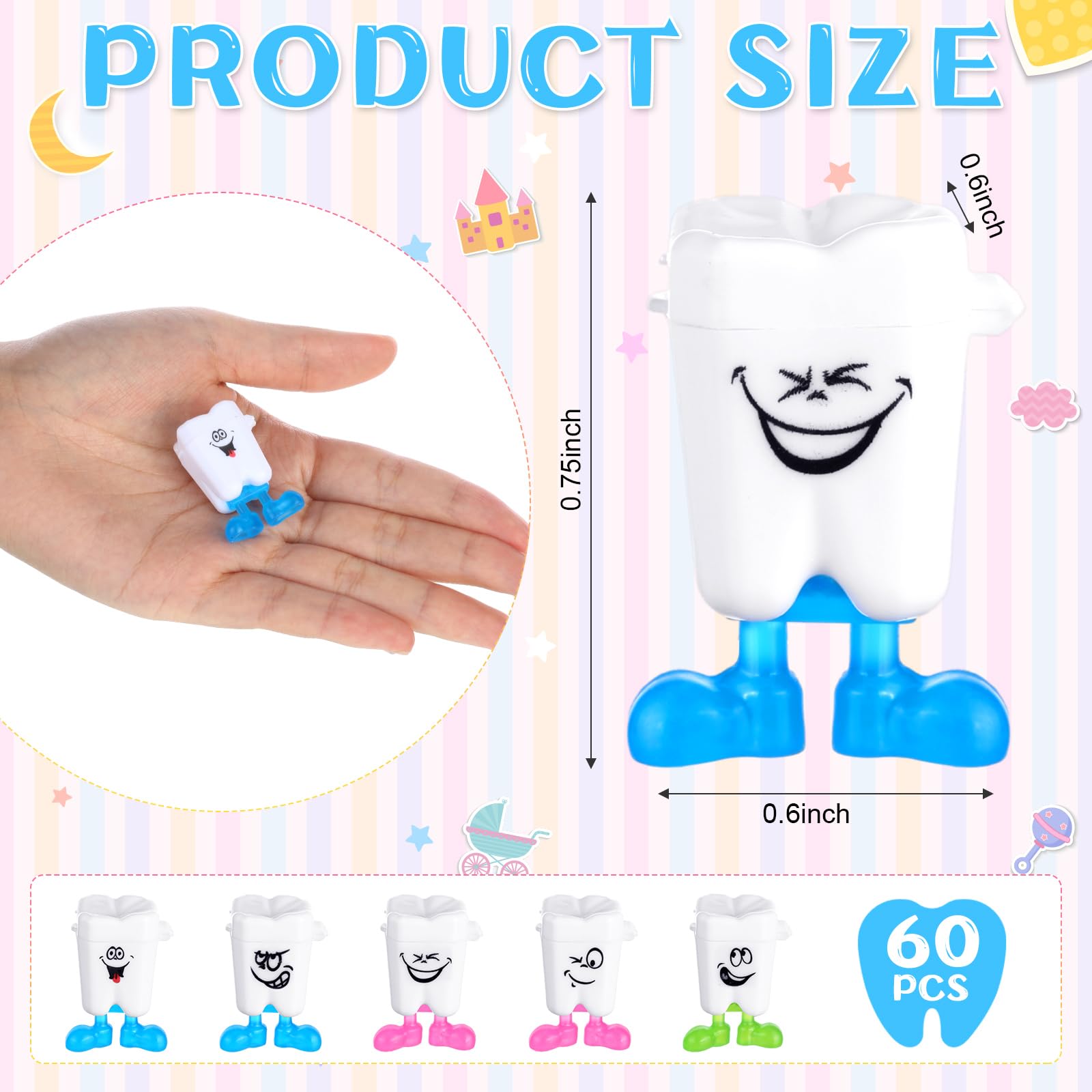 Chuangdi Caja de almacenamiento de 60 piezas para dientes de bebé, organizador de dientes de leche para bebé, caja de ahorro, regalo para niños perdidos, recuerdos para niños (expresión)