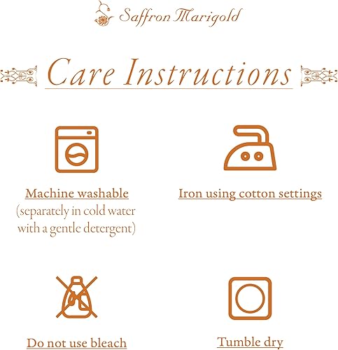 Miniatura 8 de Saffron Marigold Lujosa funda de almohada azul, impresa a mano, 100% algodón preencogido, diseño de helechos del bosque para sofás o almohada