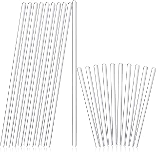 20 Glass Stirring Rods Stir Stick with Both Round Ends 12 Inch Long 7 mm Diameter and 6 Inch Long 5 mm Diameter, 10 for Each Size for Lab Kitchen Science Education and Stir Hot Cold Beverage Cocktails