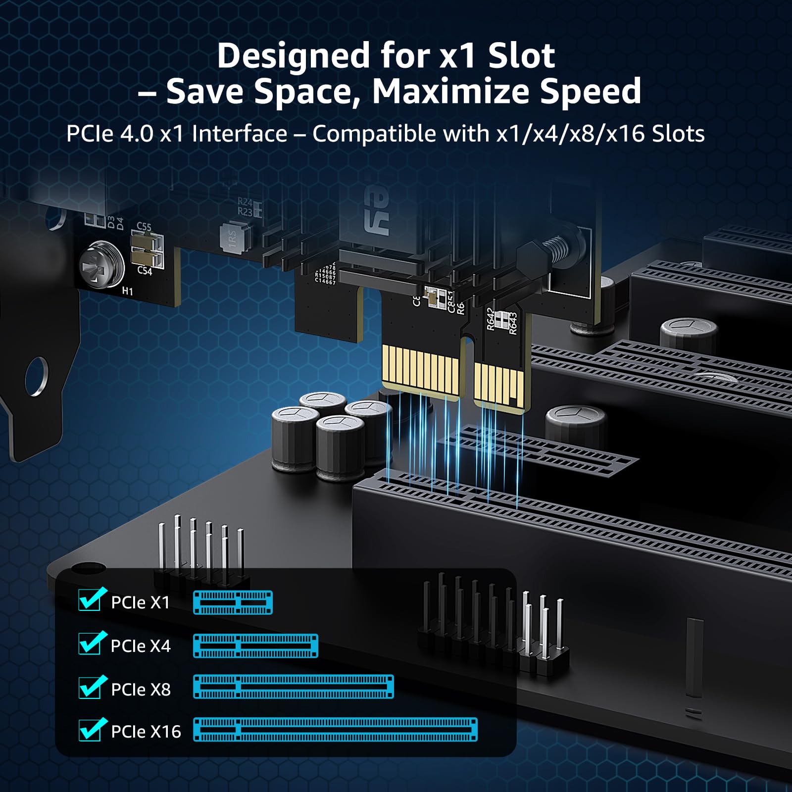 Tarjeta De Red PCIe 10G, Tarjeta Ethernet YuanLey 10G Base-T con Controlador Realtek RTL8127AT, Adaptador Ethernet PCIe A RJ45 10Gb Nic Compatible con PCI Express X1, X4, X8, X16, Soporta WOL
