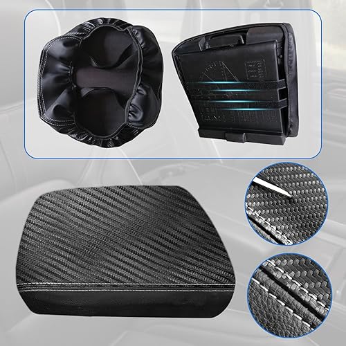 Miniatura 6 de Funda para reposabrazos de consola central adecuada para Dodge Ram 1500 2500 3500 2019-2023 con asiento de cubo, protector de cuero antiarañazos