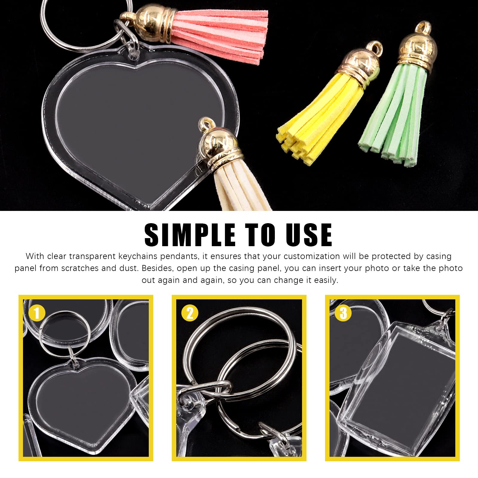 Kit 100 Portachiavi Con Cornice Per Foto Trasparente – Rettangolari 4,2×5,7 Cm Per Progetti Fai-da-te E Ricordi