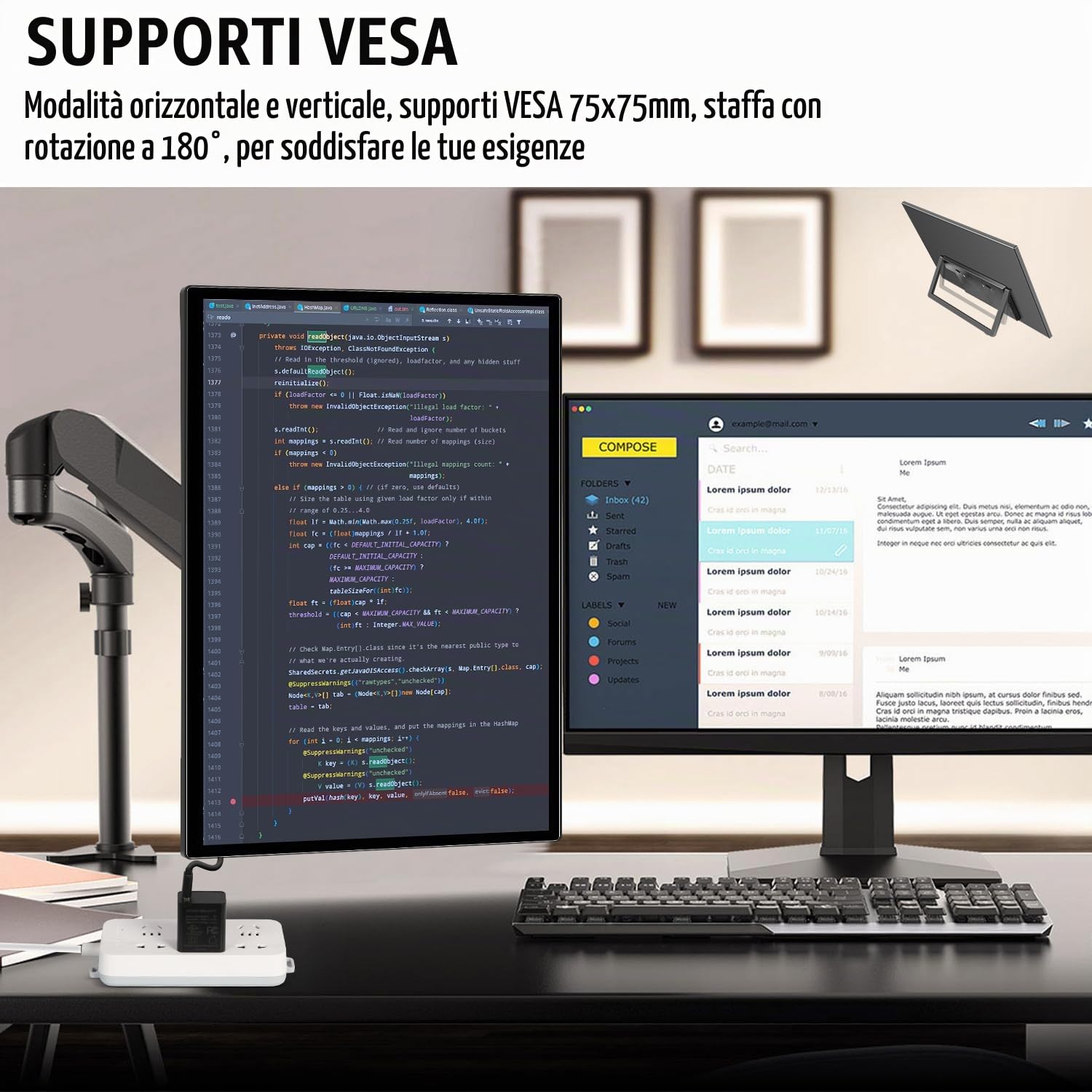 Monitor Touchscreen Portatile 18,5 pollici, HDR, 1080P con USB C Mini HDMI | VESA e Supporto Regolabile a 180°, Monitor Mobile per PC/Mac/Laptop/PS4/PS5/Xbox