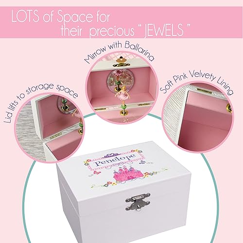 Miniatura 5 de MyBambino Joyero musical de bailarina afroamericana personalizada con mariposas acuáticas afroamericanas