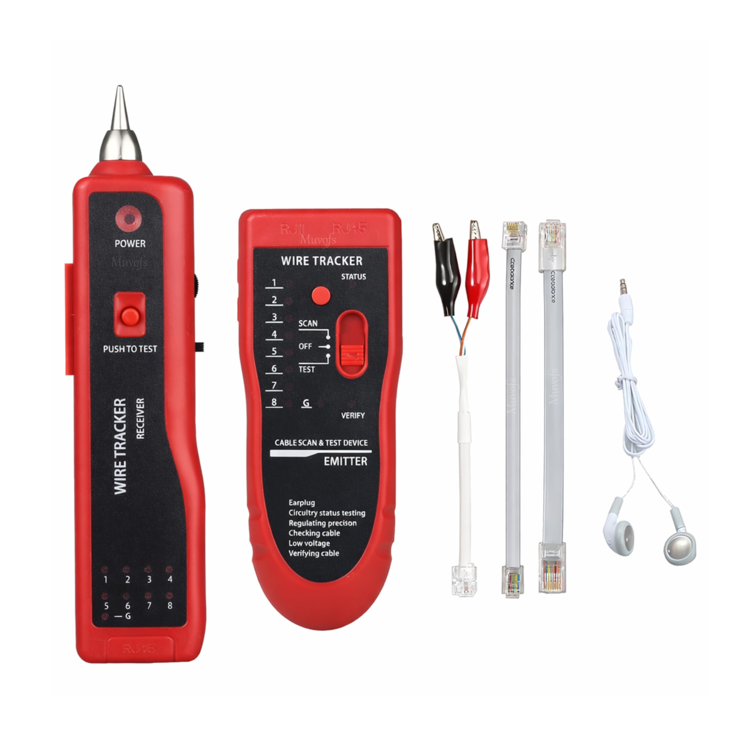 MFS2453 LAN Cable Tester & Wire Tracker Kit, Ethernet Network Cable Tracer & Line Finder, RJ11 RJ45 Cat5e Cat6 Continuity, Open & Short Circuit Testing, Red MFSAR868-picture-30