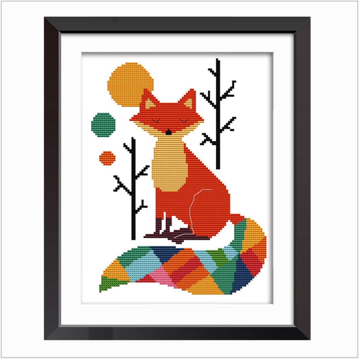 YEPLINS Kreuzstich-Kit „Cat Hang In There“ – 11 Ct, 23x27 Cm, Inkl. Garn, Stoff, Nadel & Anleitung