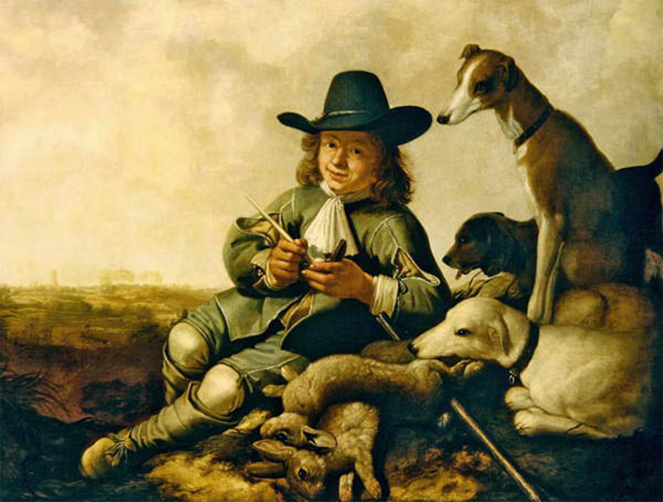 Artxlxxbn No Frame Famous Prints Artwork Pictures Poster Painting Art Young Sportsman By Aelbert Cuyp Artwork Landscape Pictures For Home Decor 60X90cm