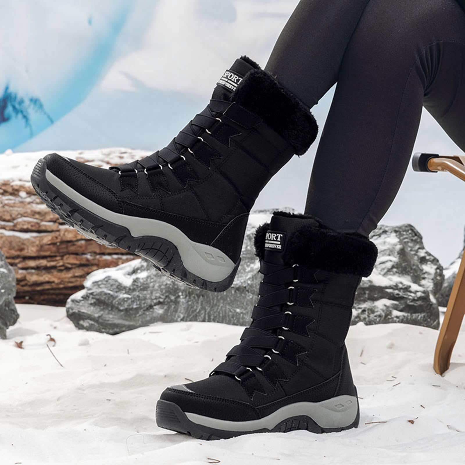 Damskie buty zimowe o szerokim kroju, wodoodporne buty i flauszowa podszewka, antypoślizgowa podeszwa, na co dzień i lekkie wędrówki