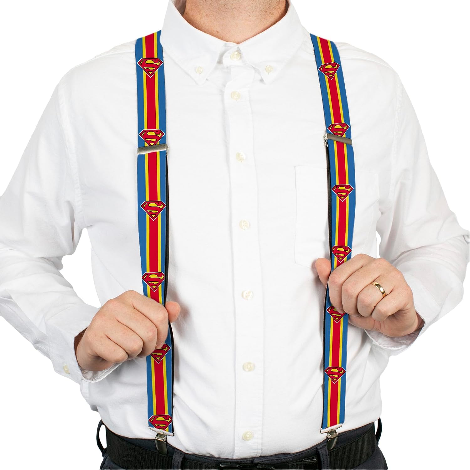 Buckle-Down Suspenders - Superman Shield/stripe Blue/yellow/red Accessory