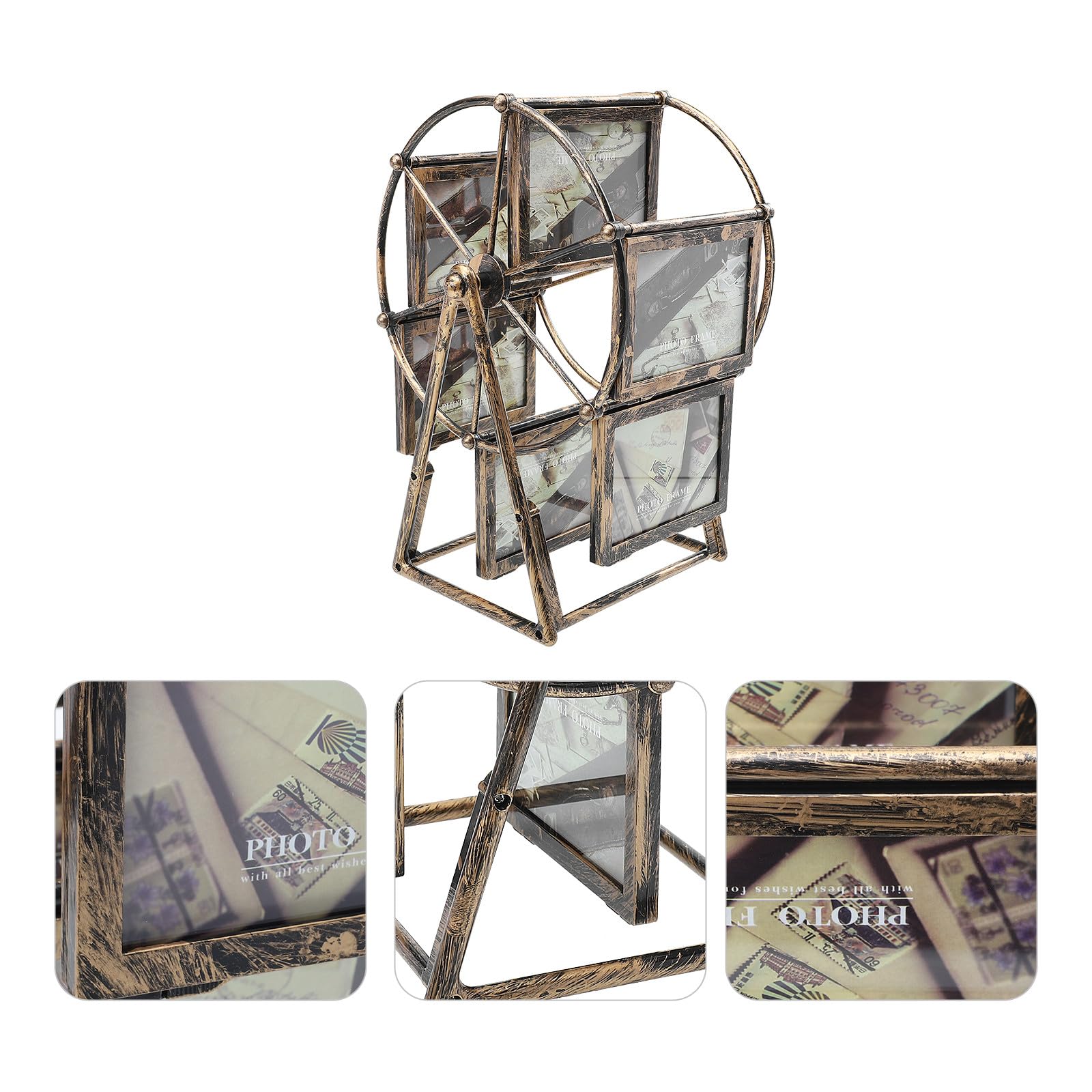 Supvox Retro Riesenrad Fotorahmen 5 Zoll Schwarz Windmühlen Tischdeko mit Drehbarem Selbstgemacht Bilderrahmen für Hochzeits und Familienfotos Vintage Wohnaccessoire