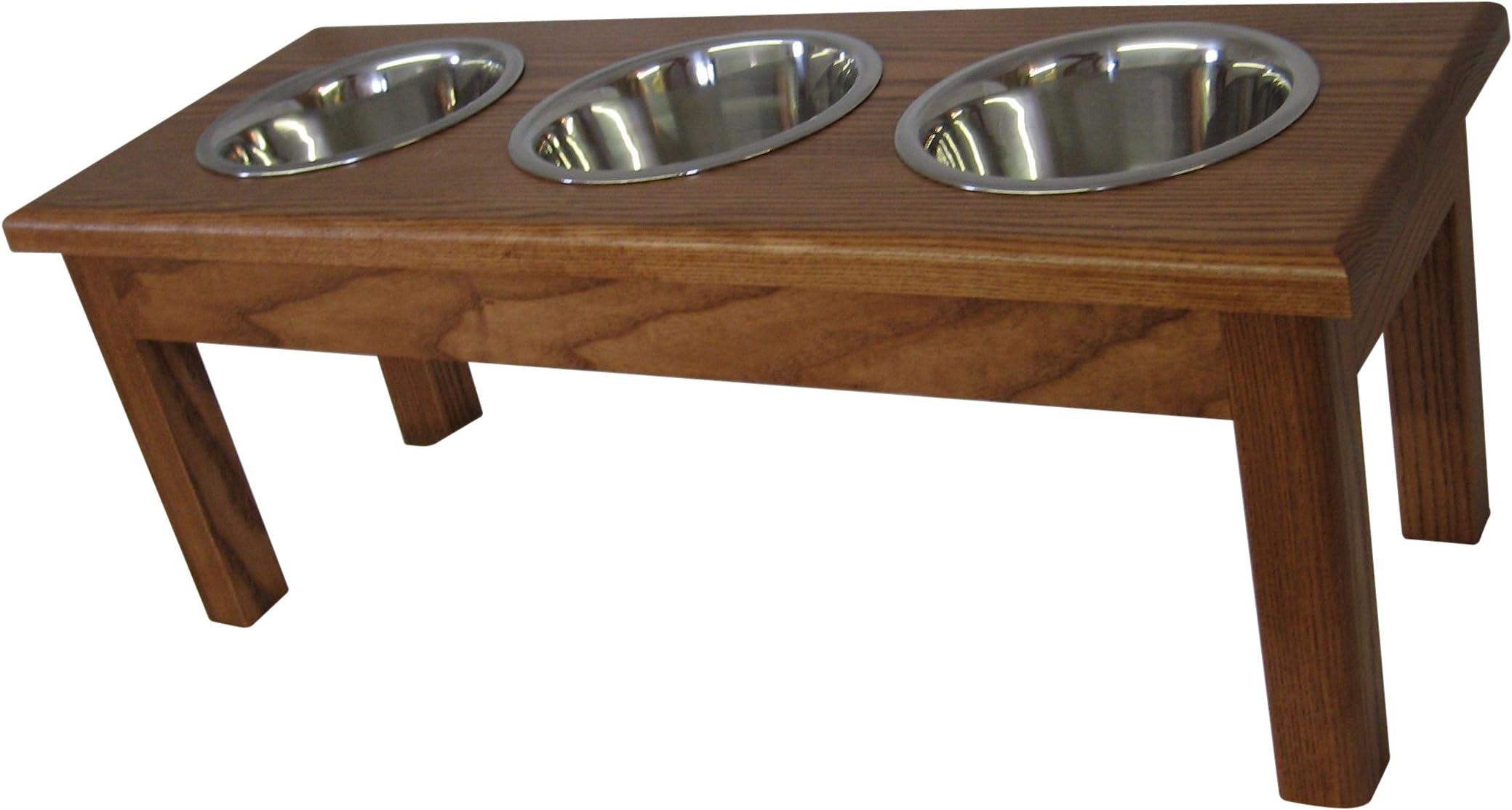 Classic Pet Beds 3-Bowl Traditional Style 2-Quart Ash Pet Diner, Medium, Cherry