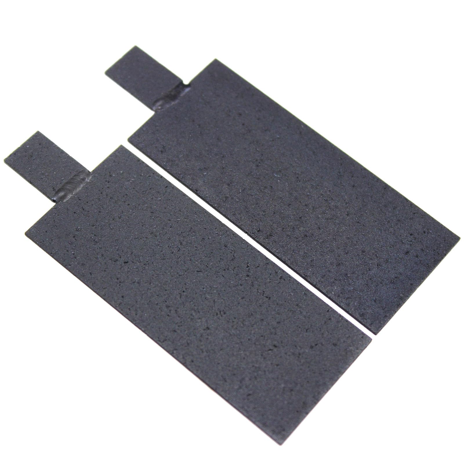 Lot de 2 plaques d'anode en titane TIBROMTACK MMO/DSA revêtues de ruthénium-iridium, 65 x 28 x 1 mm, pour application électrochimique, électrolyse de l'eau, traitement des eaux usées et recherche