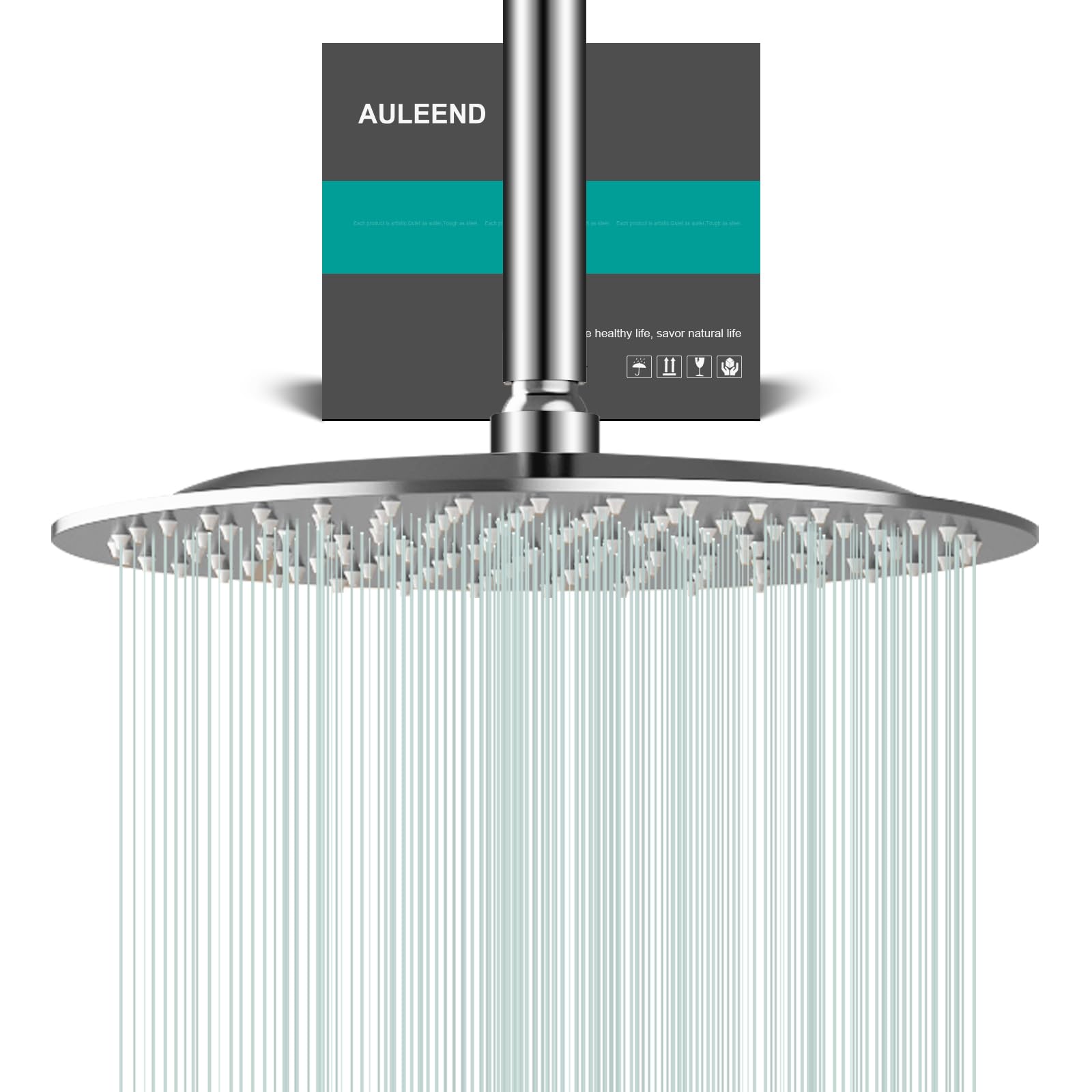AULEEND 10 Inch Round Rain Shower head, High Flow Stainless Steel ...