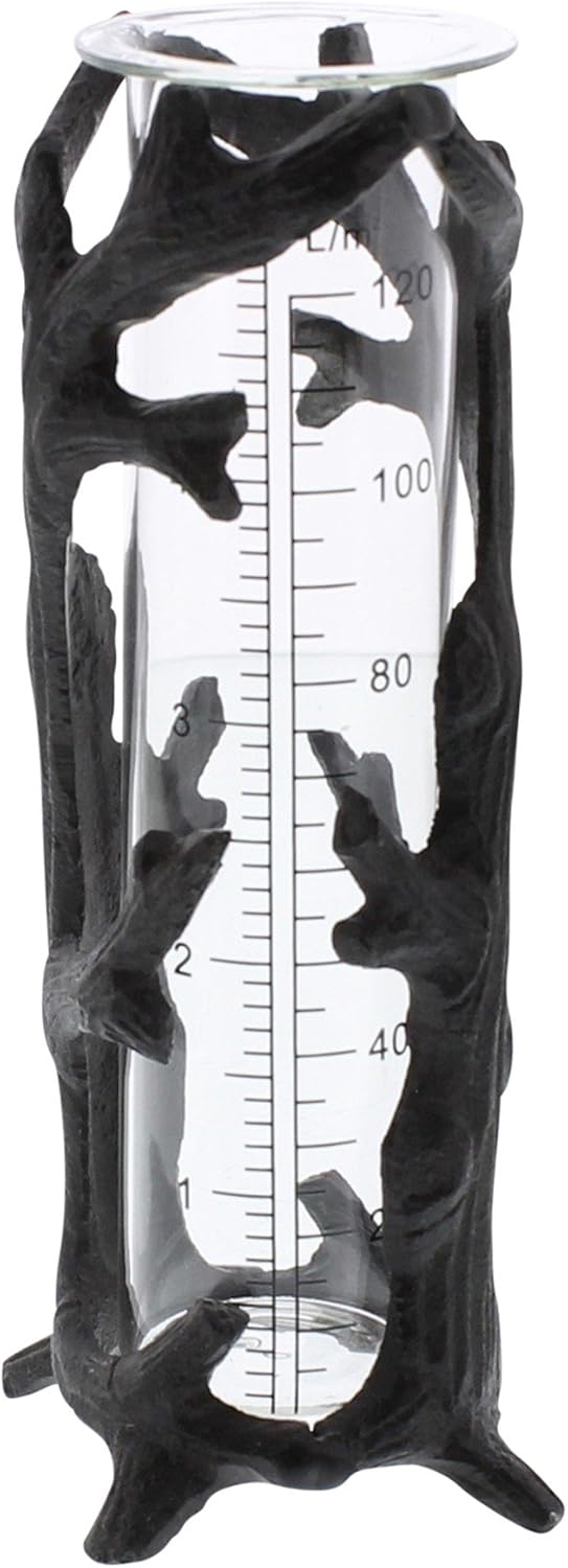 MY SWANKY HOME Iron Branches Twig Rain Gauge | Outdoor Measure Garden Water
