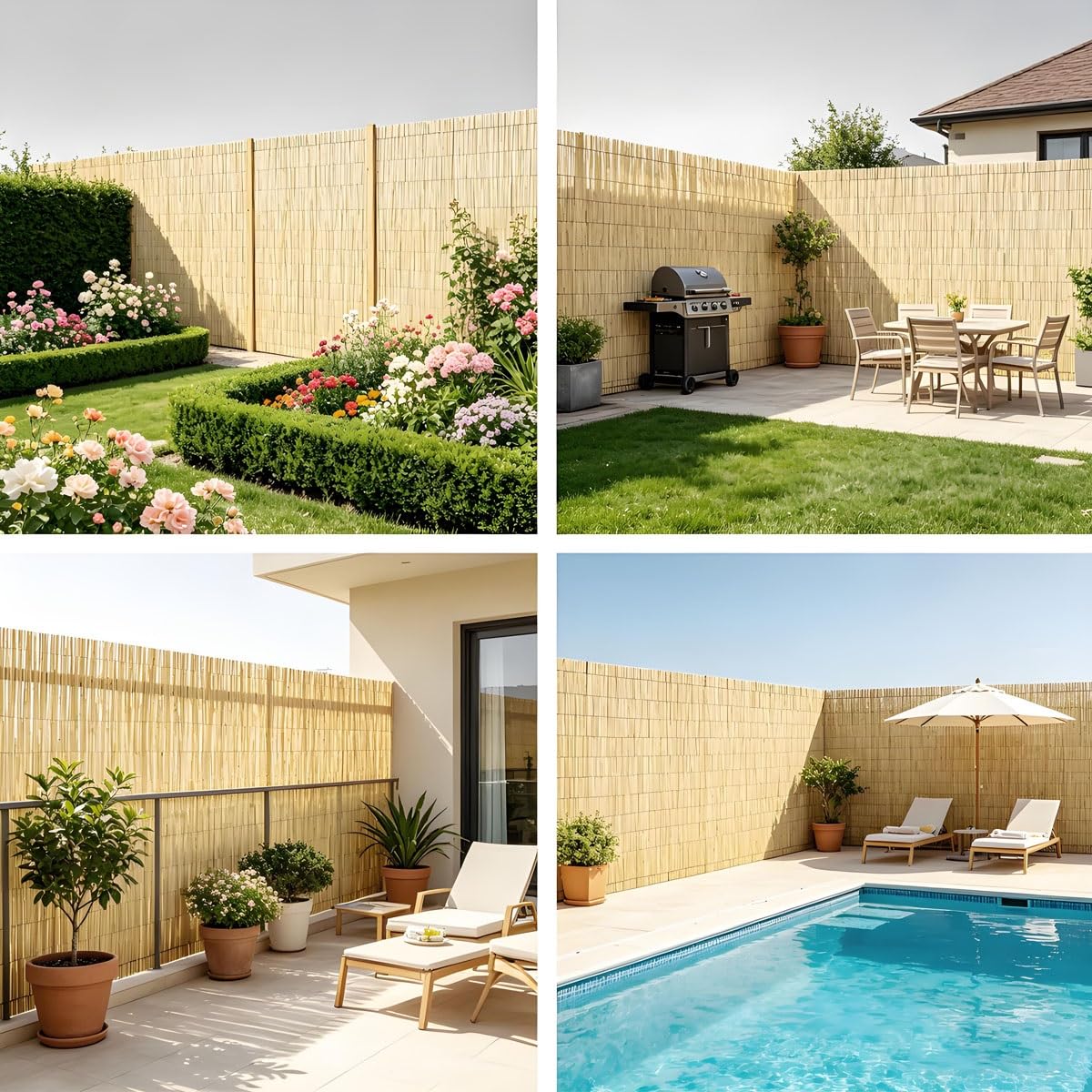 Arella Arelle Stuoia in Canna Bambù Pelato Naturale - Frangivista Decorativo per Recinzione Giardino, Copertura Tettoia Gazebo Ringhiera Balcone Canne per Ombreggiante Esterno(Natural,H0.8 x L9m)