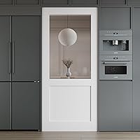 Vista 31 de 3-Lite - Losa de puerta de vidrio transparente templado de 18 x 80 pulgadas, coctelera interior pintable, adecuada para sala de estar, despensa