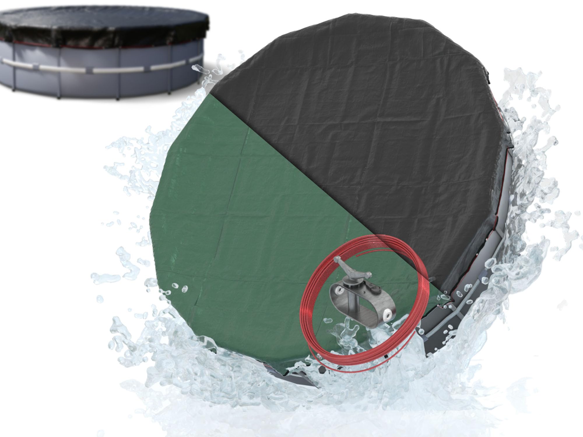 Planenfux® Copertura invernale rotonda per piscine Ø 366 cm (320-366cm) | Telo 2-in-1 in PE 200g/m² | UV-resistente per estate & inverno | Ø420cm Copertura invernale per piscina