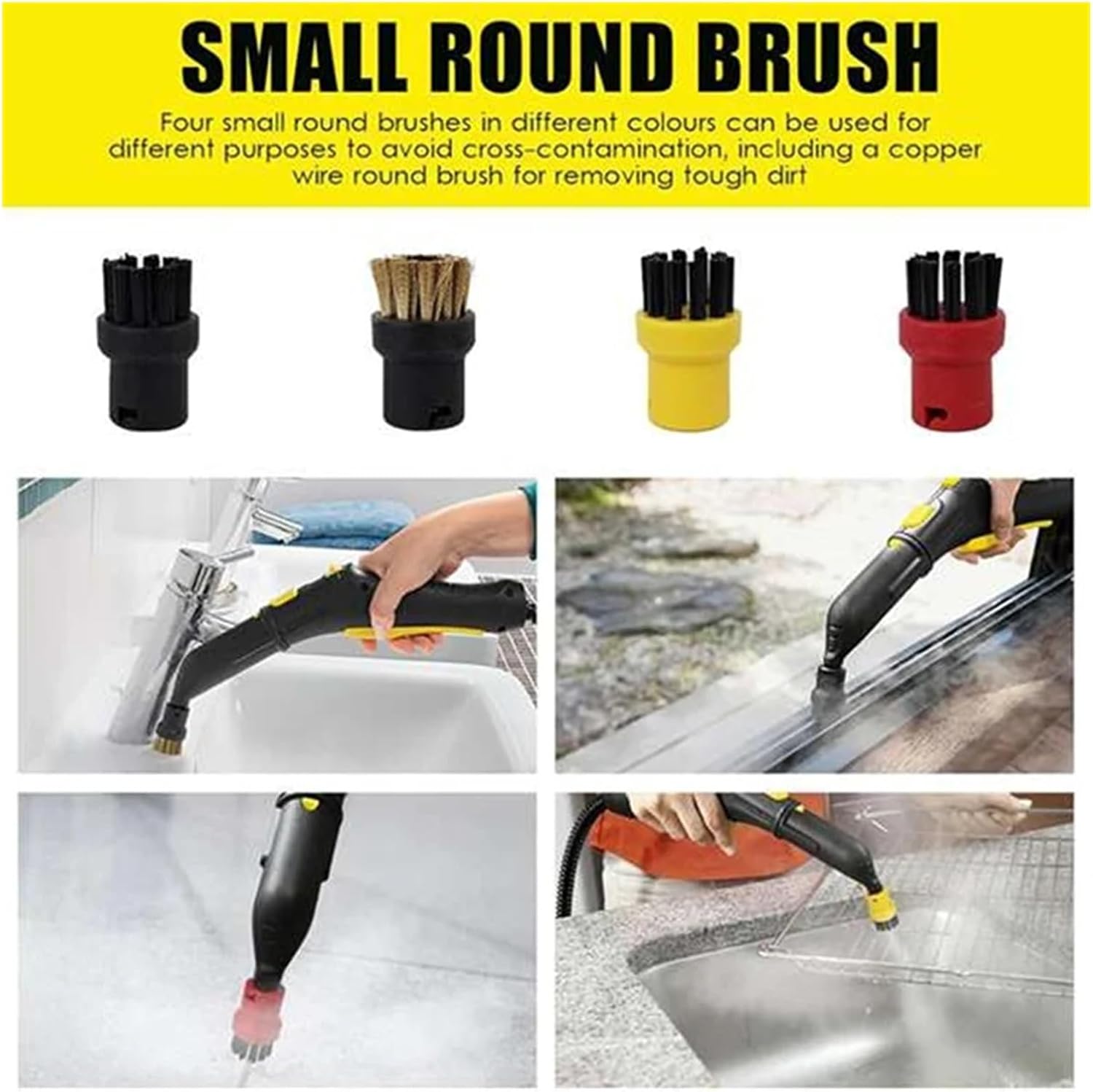 9PCS N98R Replaceable Nylon T-Powerful Nozzle Small Brush Head，Compatible For Karcher SC1 SC2 SC3 SC4 SC5 SC7 CTK10 CTK20 Handheld Steam