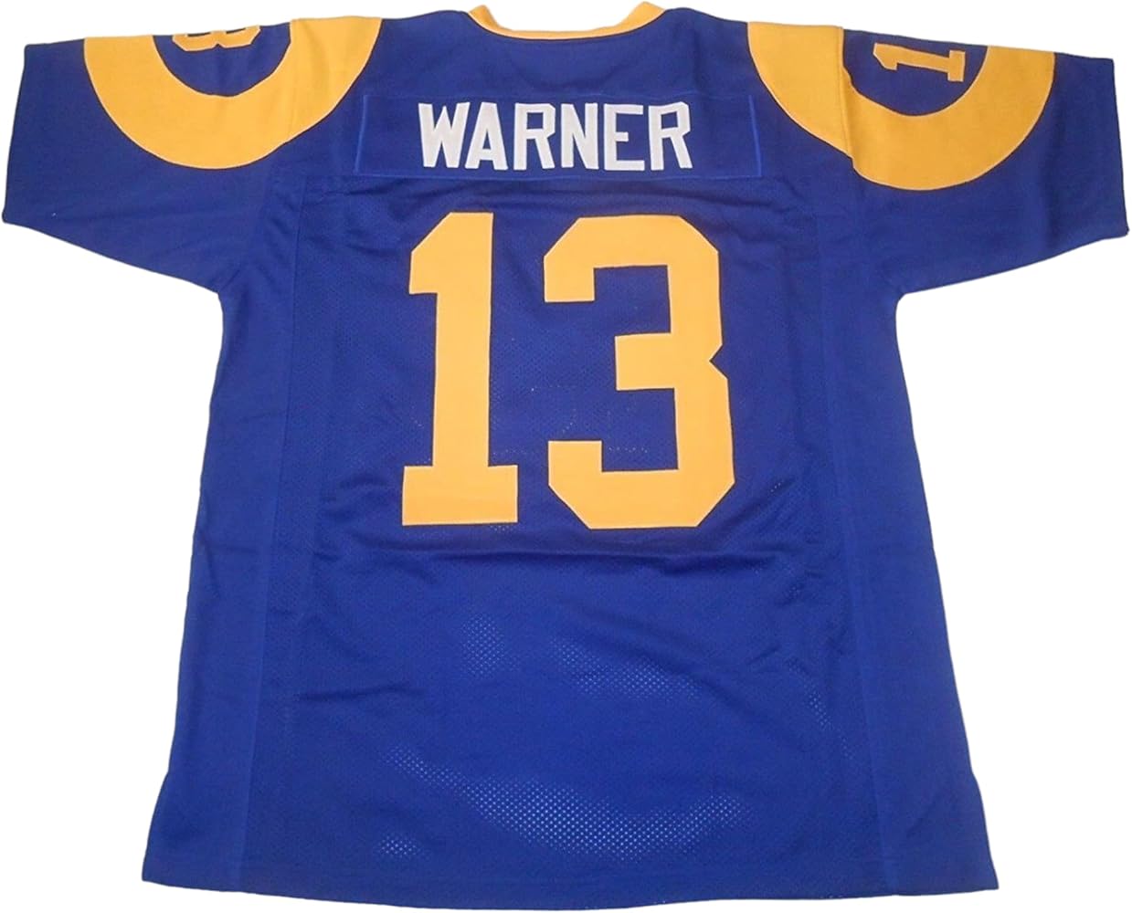 Amazon.com: Kurt Warner Jersey Stitched Blue Custom Football New
