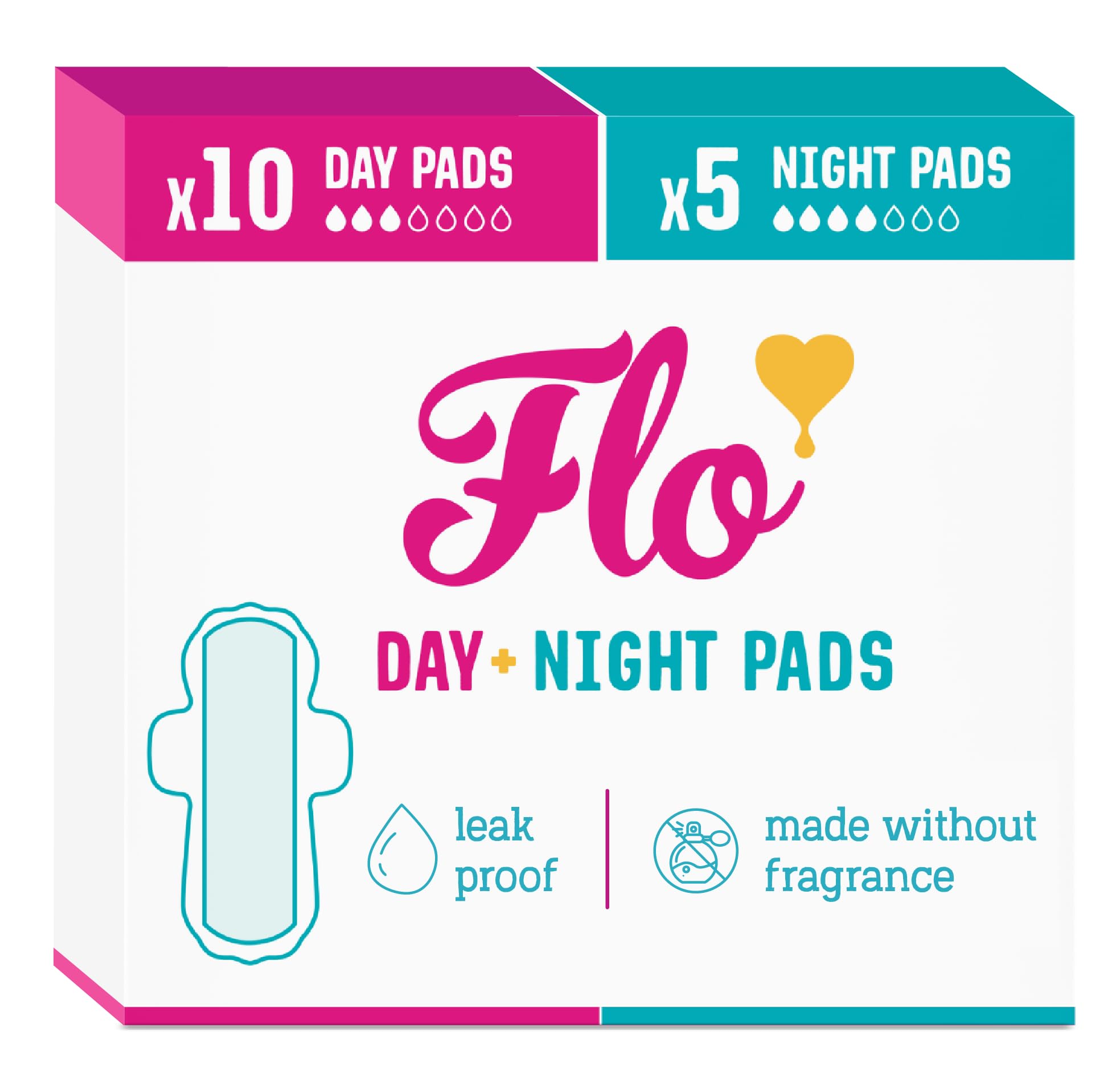 Organic Bamboo Sanitary Towels with Wings – Ultra-Thin, Biodegradable, Soft, Absorbent Period Pads for Leak-Proof Protection – 10 Day Pads & 5 Night Pads Combo Pack