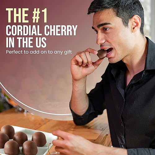 Miniatura 5 de Queen Anne Cerezas cordiales cubiertas de coco de chocolate negro 6.6 onzas Caja de regalo de 10 piezas Centro líquido relleno cremoso