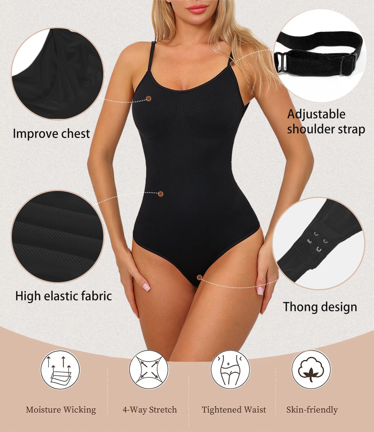 Women's Shapewear Bodysuit Tummy Control Bodysuit for Women Crotch Opening Womens Bodysuit - Image 4