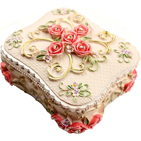 Amazon Starlight Stones かわいい角型ジュエリーボックスジュエリーボックスロココアクセサリーケースグローブボックスコレクションインテリア タイプ ローズホワイト タイプ ローズ ピンク ジュエリー収納 オンライン通販