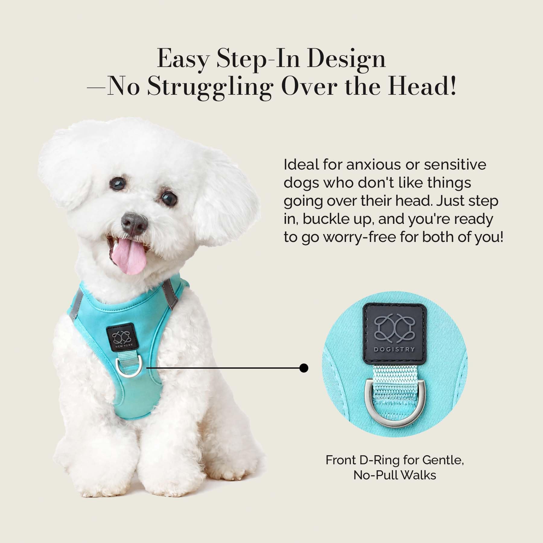 DOGISTRY SoHo Hundegeschirr – preisgekröntes Luxus-No-Pull-Design – hergestellt für Stil, Komfort und Innovation – Fifth Avenue – Größe XS (1,8–3,2 kg)
