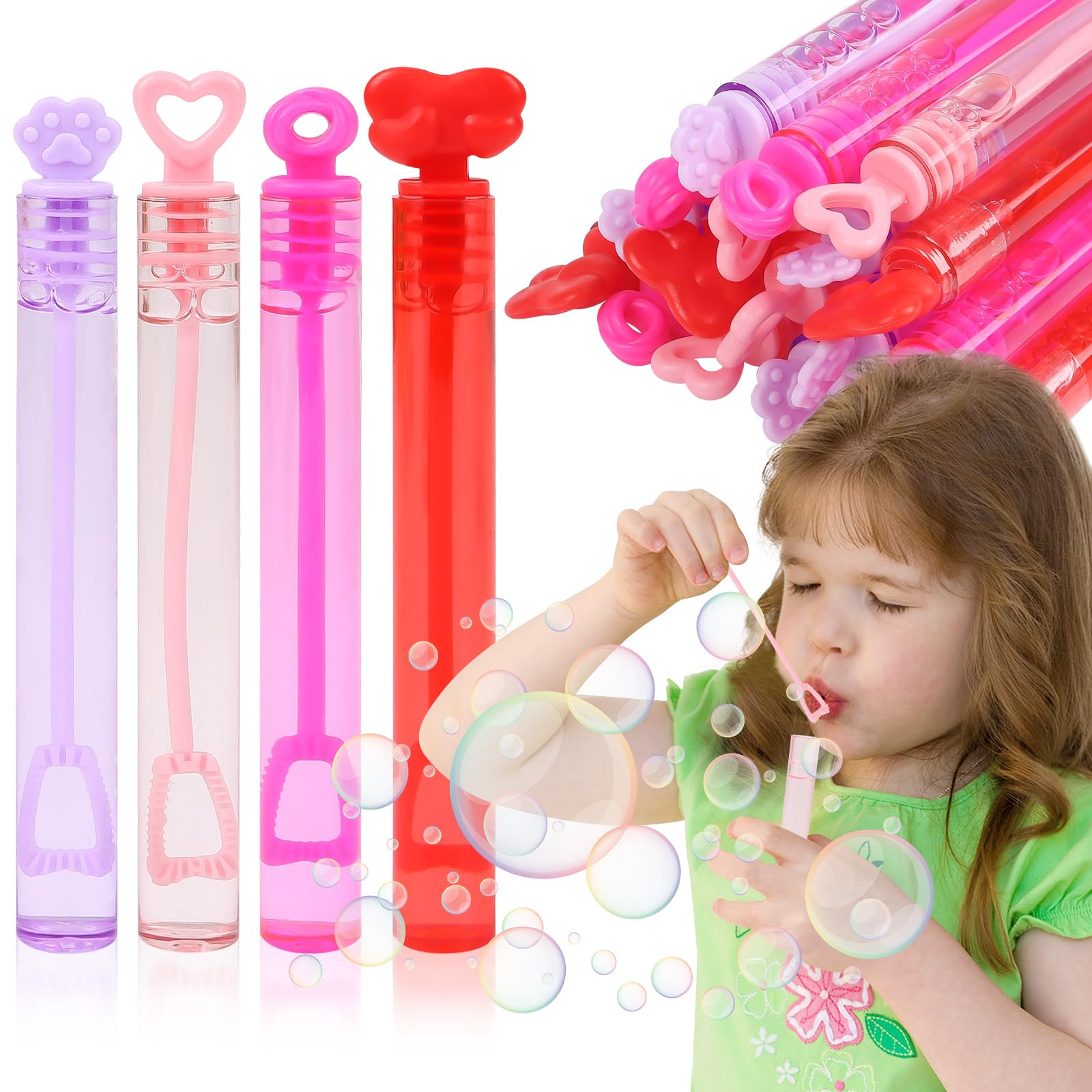 CCINEE 40pcs Barbie Birthday Party Bubble Wands for Kids, Mini Bubbles Pink  Party Favors Serving Bulk Heart Bubble Wands Spring Outing Toys Gifts