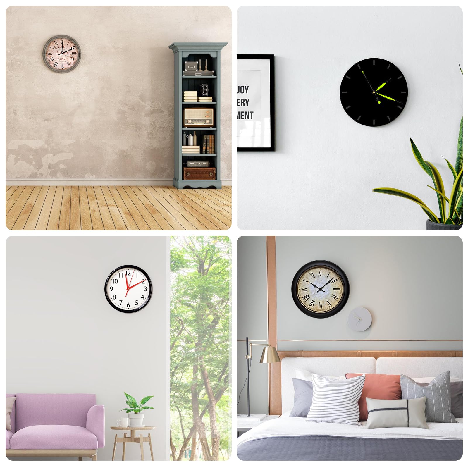 Vegena 6 pezzi di movimento per orologio da parete, set di movimento silenzioso, movimento con lancette, coppia alta, movimento a onda lunga, meccanismo di movimento al quarzo, con 10 set di lancette