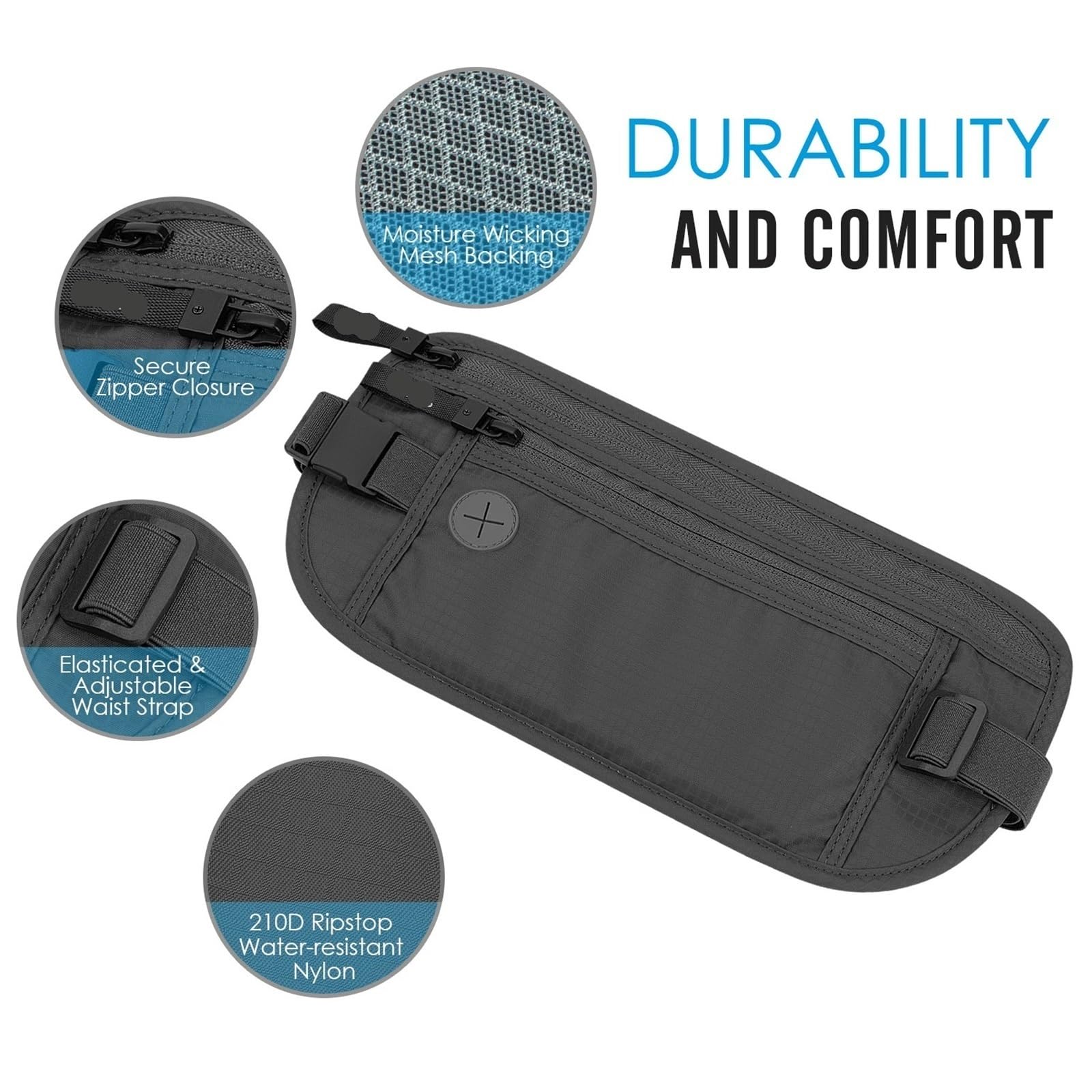 Sicherer Reise-Geldgürtel, verdeckte versteckte Reisebrieftasche, Reisepass-Geldbörsen for Männer und Frauen für Camping Wandern(Light Gray)