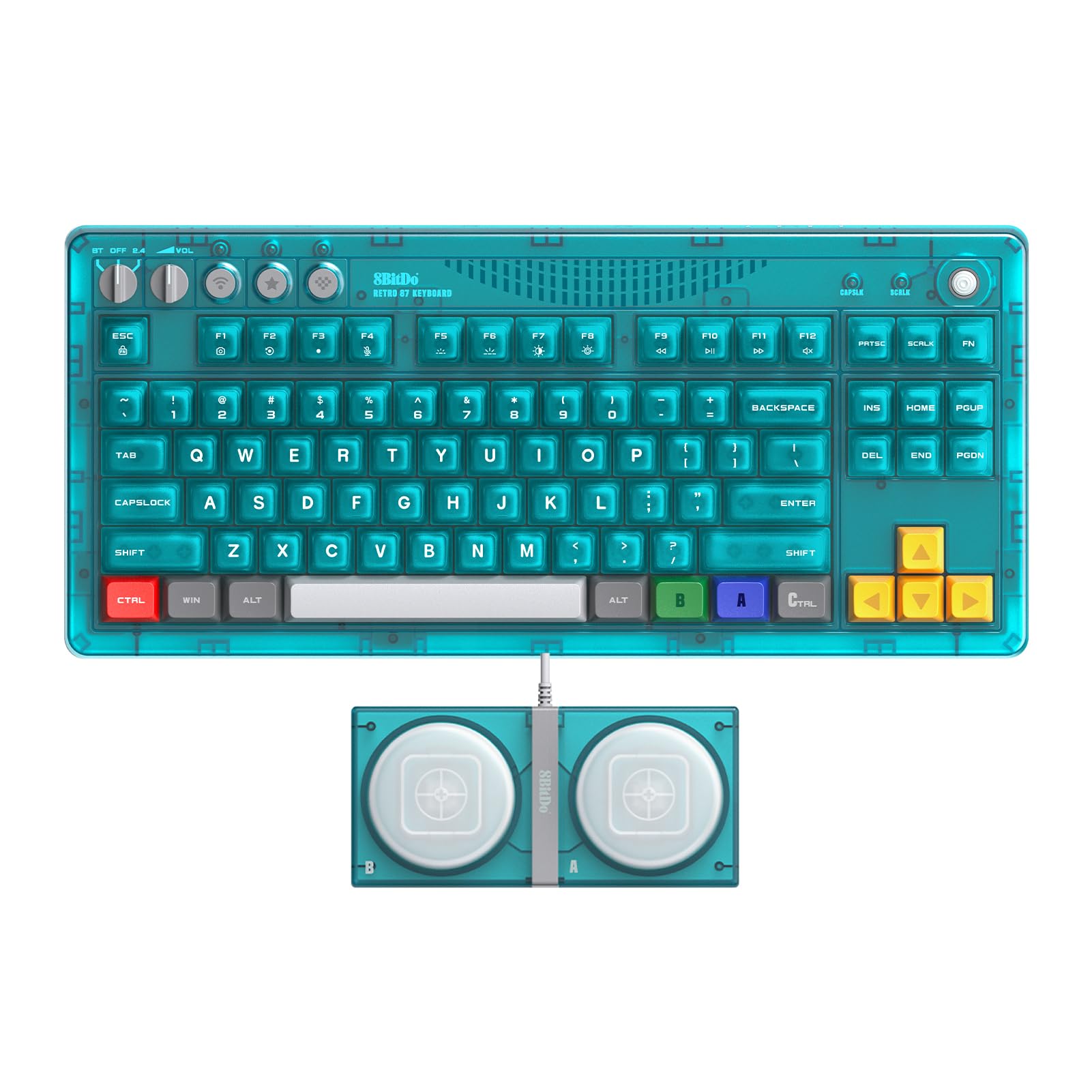 8BitDo Retro 87 Mechanical Keyboard, Hot Swappable Wireless Gaming Keyboard with RGB Backlight, Bluetooth/2.4G/USB-C, Linear Switches, QWERTY ANSI US Layout