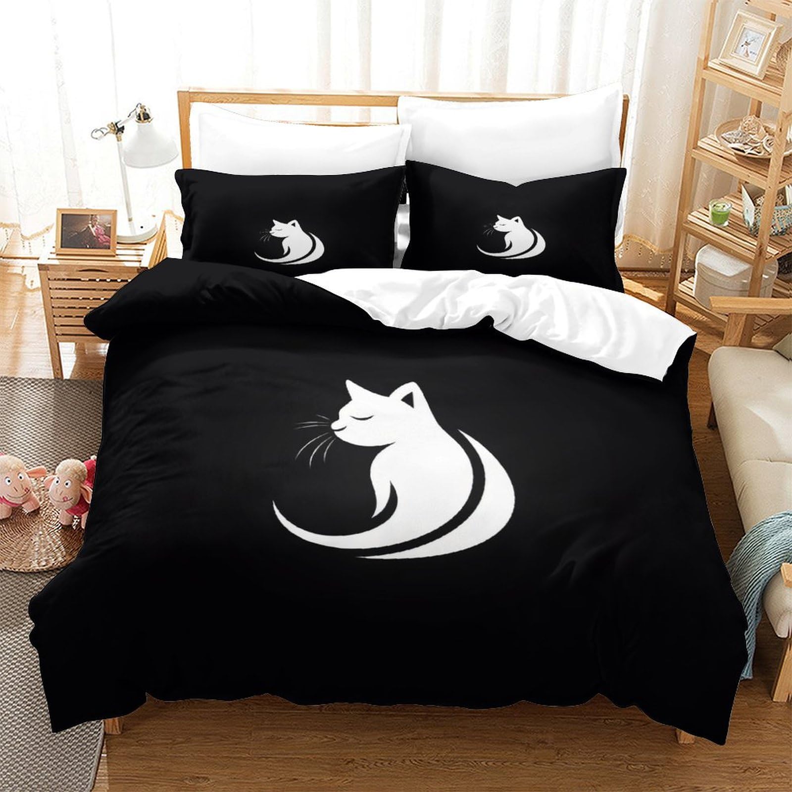 Housse de couette chat 140x200cm idée cadeau idéale anniversaire