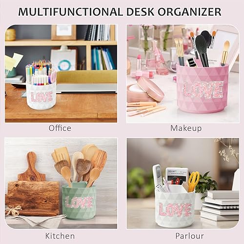 Miniatura 6 de Organizador de escritorio brillante, con diamantes de imitación giratorios para escritorio, organizador de bolígrafos con estampado de diamantes con