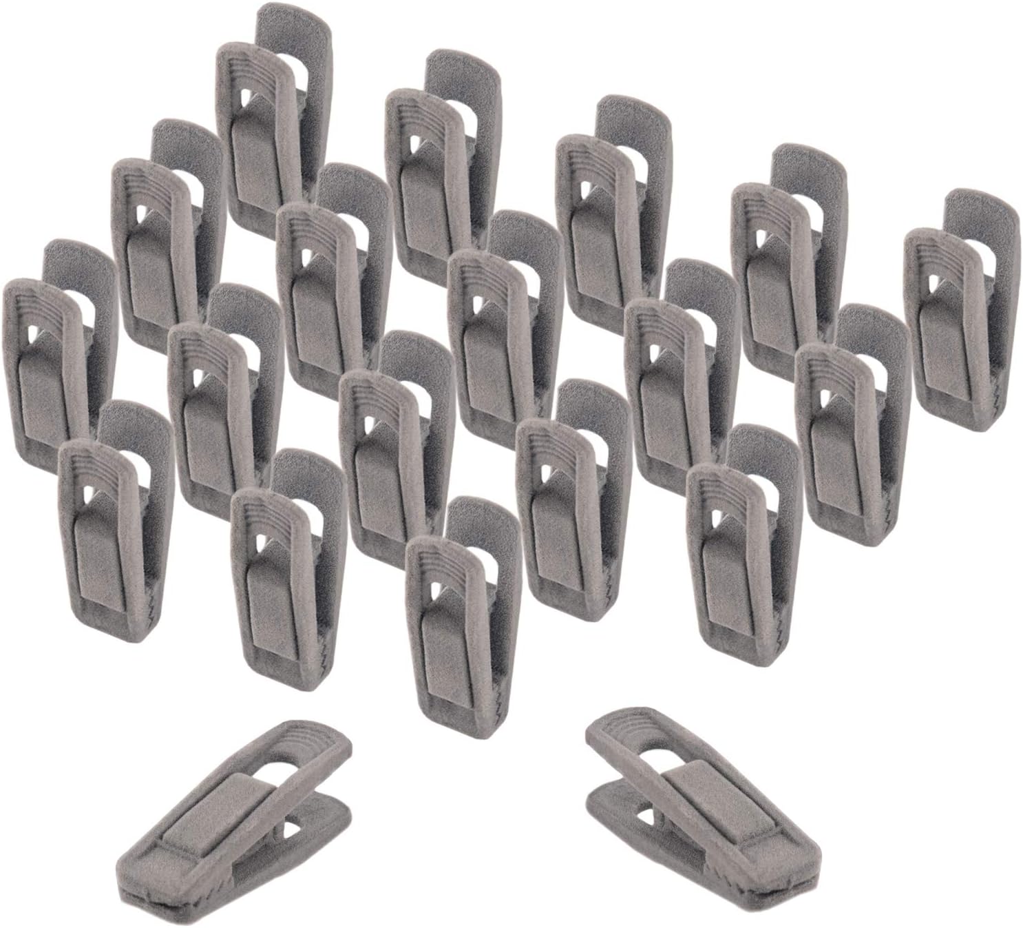 ONE250 Velvet Slim-line Hanger Set of Finger Clips for Velvet Hangers, for Skirts and Pants Hangers Velvet Clips, Strong Finger Flocked Clips (20 Pack) (Grey)