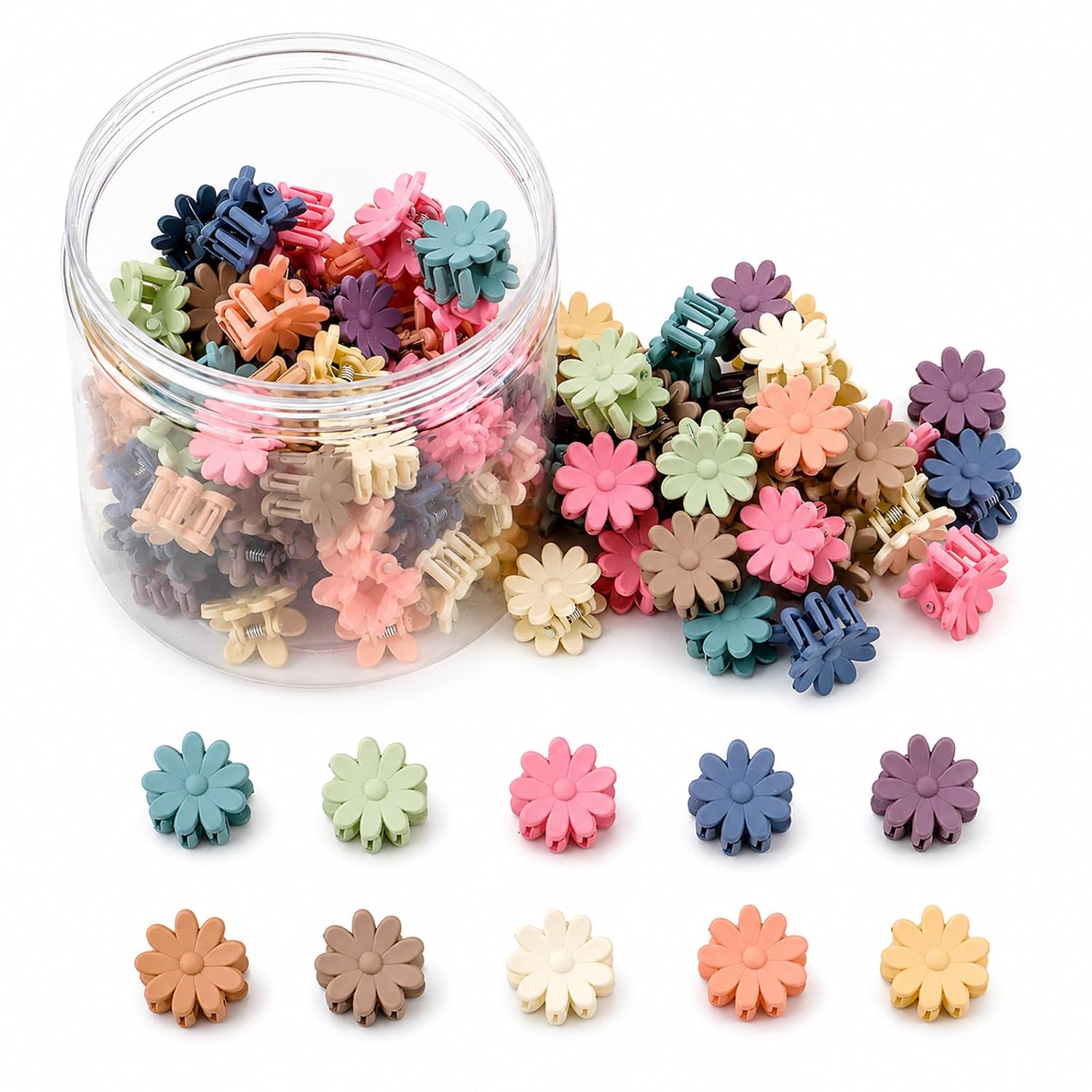 100PCS Mini Flower Hair Clips for Girls Women Color A-Flower B